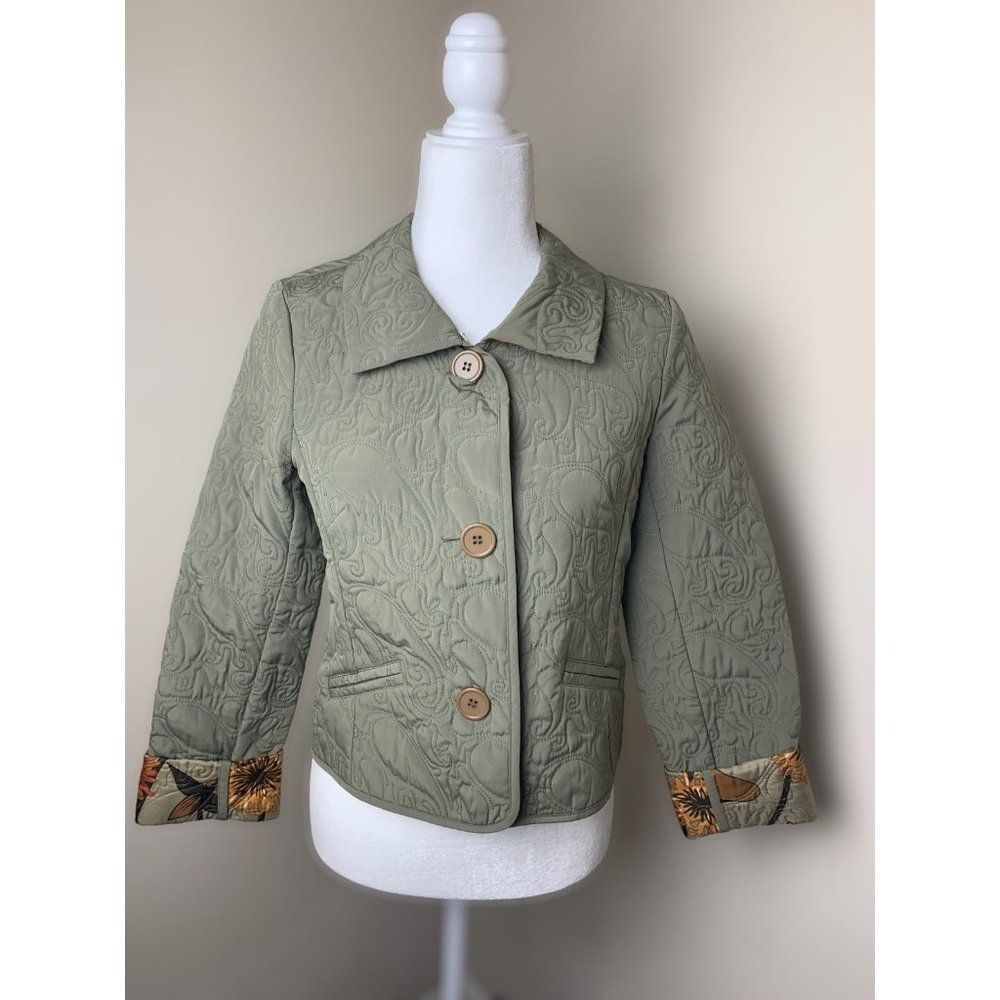 ITW by Claude Brown olive quilted jacket with floral lining